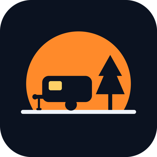 RV Owner Suite logo: a travel trailer and a pine tree in front of a setting sun